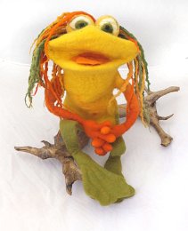 Handpuppe Wuschelfrosch
